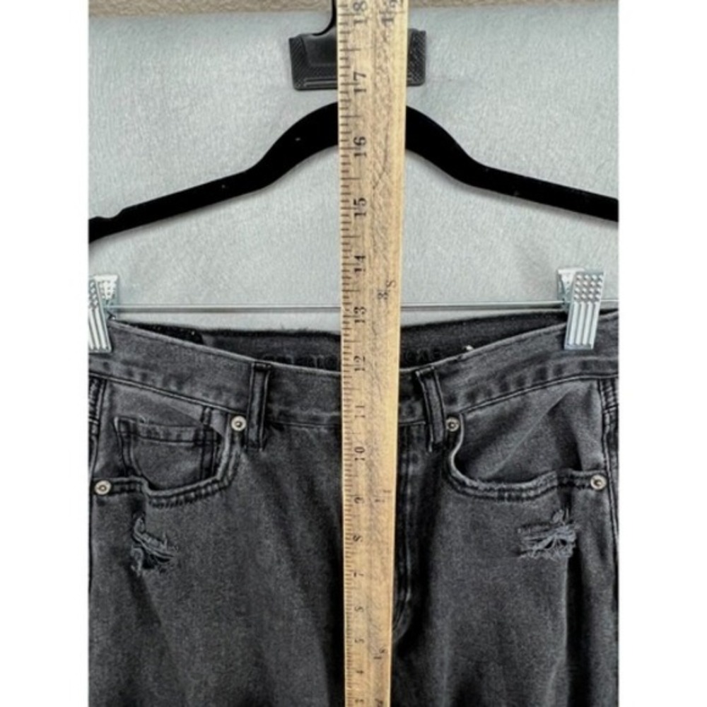 American Eagle Jeans Womens Size 2 Mom Jean Black Destroyed Ripped High Rise - Picture 4 of 12